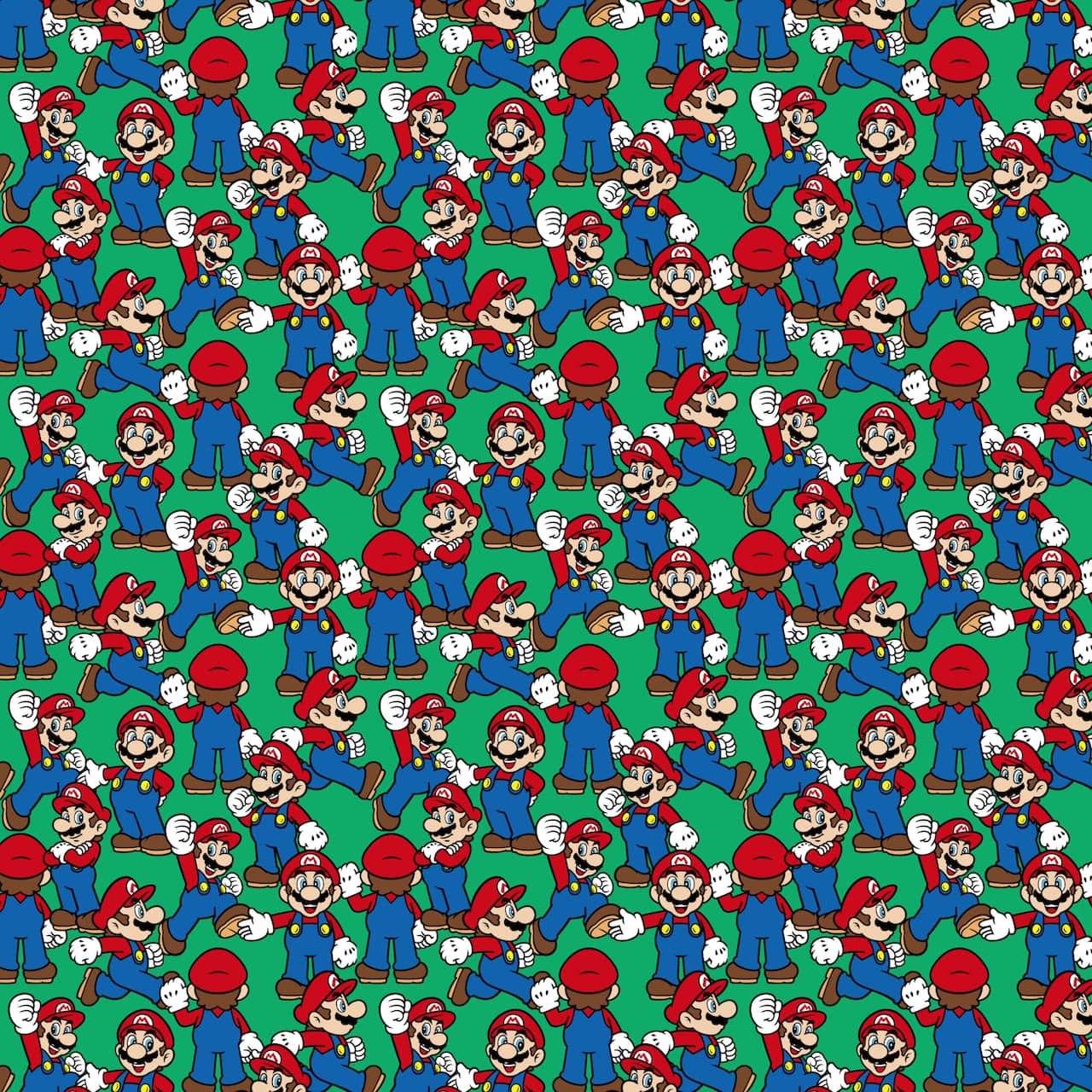 Nintendo&#xAE; Mario on Green Background Cotton Fabric